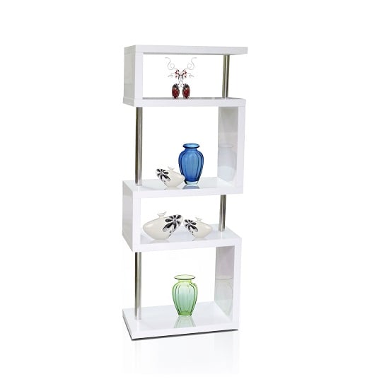 Miami Slim High Gloss Shelving Unit White Furniture In Fashion