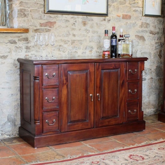 Product photograph of Belarus Sideboard In Mahogany With 2 Door Cupboard And 6 Drawers from Furniture in Fashion