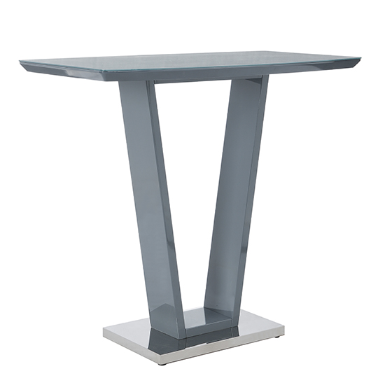 Ilko High Gloss Bar Table Rectangular Glass Top In Grey