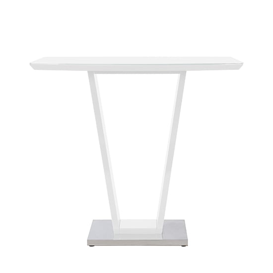Ilko High Gloss Bar Table Rectangular Glass Top In White