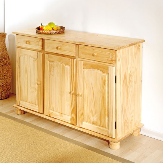Read more about Abaco solid pine sideboard in natural with 3 door and 3 drawer