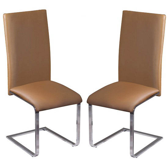Arizona Brown Faux Leather Dining Chairs In A Pair Furniture in Fashion