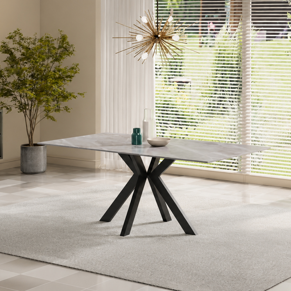 Iramix Ceramic Dining Table in Grey Gloss