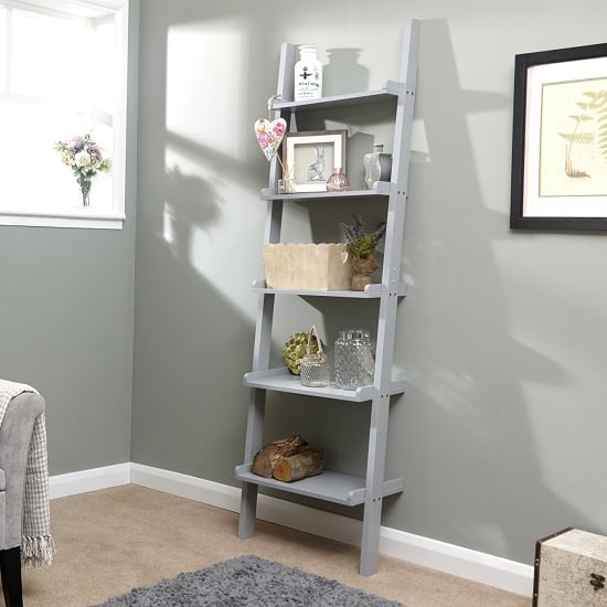 Lizard Ladder Style Wall Mounted Shelving Unit In Grey