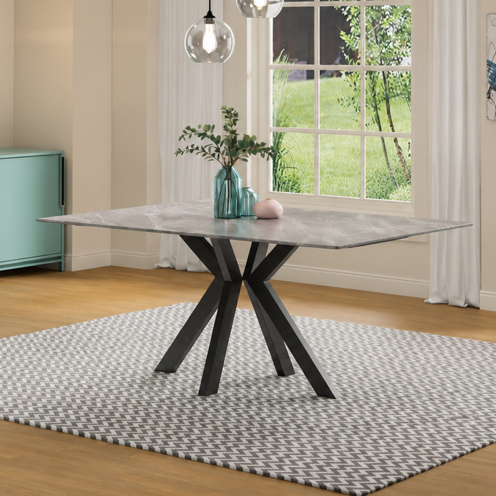 Iveran Ceramic Dining Table in Matt Grey