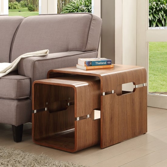 Read more about Marin wooden nesting tables in walnut with spindle shape legs