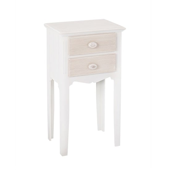 Product photograph of Juliet Wooden Bedside Table With 2 Drawer In White And Cream from Furniture in Fashion