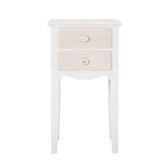 Juliet Wooden Bedside Table With 2 Drawer In White And Cream_3
