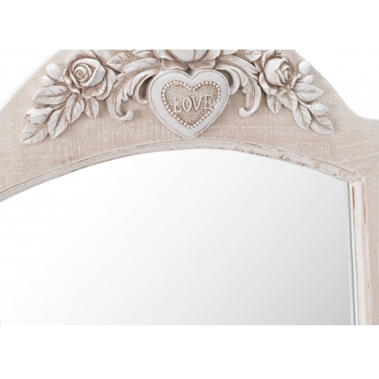 Jedburgh Cheval Floor Mirror In White And Distressed Effect Wooden