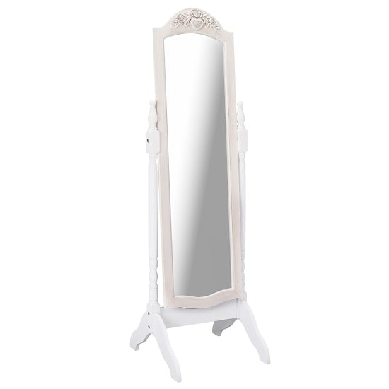 Read more about Jedburgh cheval floor mirror in white and distressed effect wooden