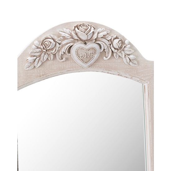 Jedburgh Cheval Floor Mirror In White And Distressed Effect Wooden