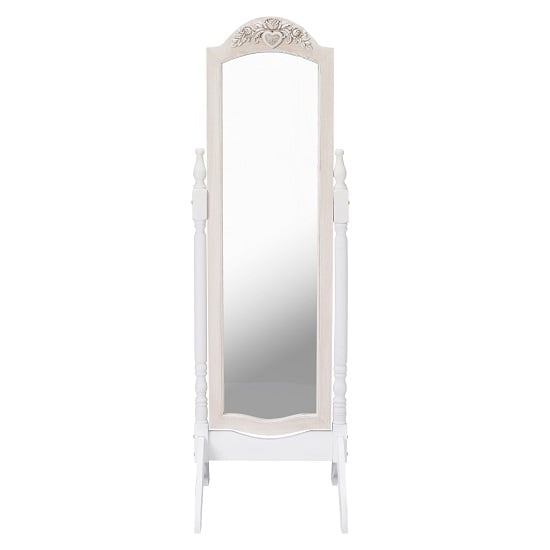 Jedburgh Cheval Floor Mirror In White And Distressed Effect Wooden_2