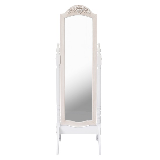 Jedburgh Cheval Floor Mirror In White And Distressed Effect Wooden