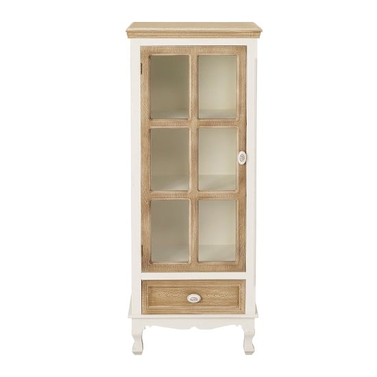 Jedburgh Display Cabinet In Cream And Distressed Wooden Effect_2
