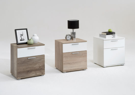 Jack 3 White Finish Wooden Bedside Cabinet With 2 Drawers