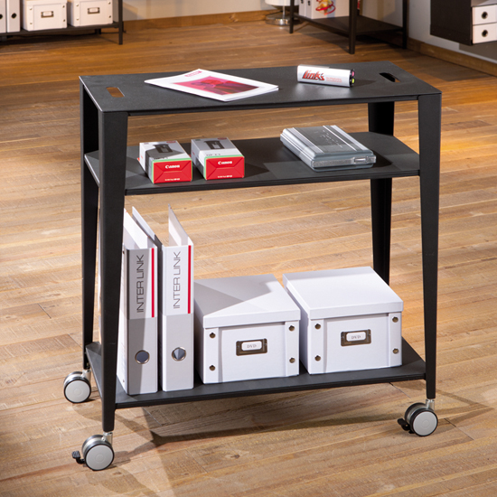 Jamey Office Black Metal Shelf With Castors 19418 Furniture