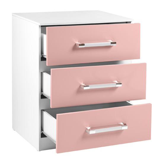 Ingrid 3Pc Bedroom Furniture Set In White And Pink High Gloss_7