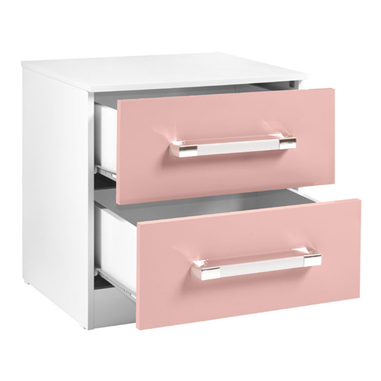 Ingrid 3Pc Bedroom Furniture Set In White And Pink High Gloss_8