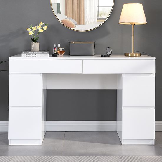 white christmas dresses Dressing Table|White Vanity Table with Mirror,RGB Lights&Charging Station –  CLIPOP furniture main image 1