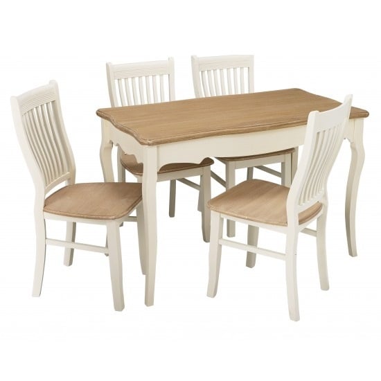 Jedburgh Wooden 4 Seater Dining Set In Cream And Pine_3