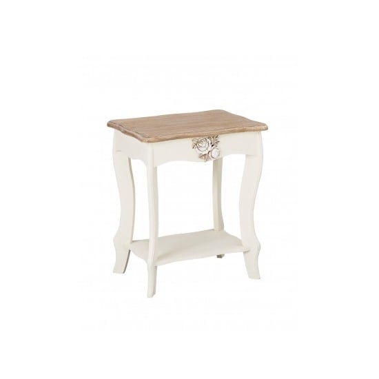 Jedburgh Lamp Table In Cream And Distressed Wooden Effect_1
