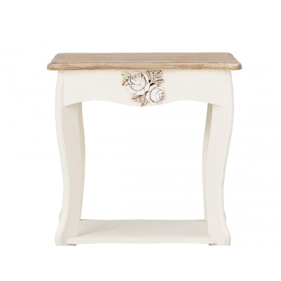 Jedburgh Lamp Table In Cream And Distressed Wooden Effect_2