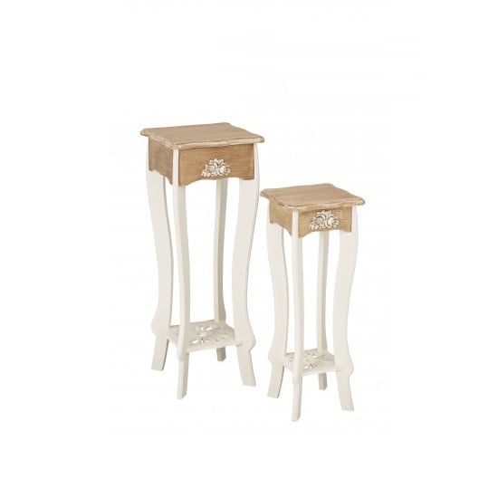 Product photograph of Jedburgh Plant Stands In Cream And Distressed Wooden Effect from Furniture in Fashion