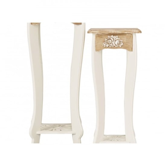 Jedburgh Plant Stands In Cream And Distressed Wooden Effect_2