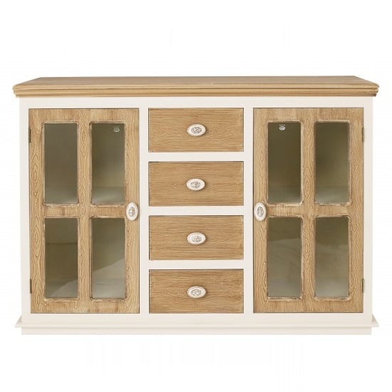 Jedburgh Sideboard In Cream And Distressed Wooden Effect_2