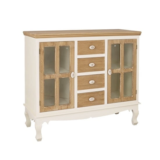 Jedburgh Sideboard In Cream And Distressed Wooden Effect_1