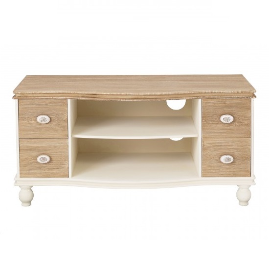 Jedburgh TV Stand In Cream And Distressed Wooden Effect_2