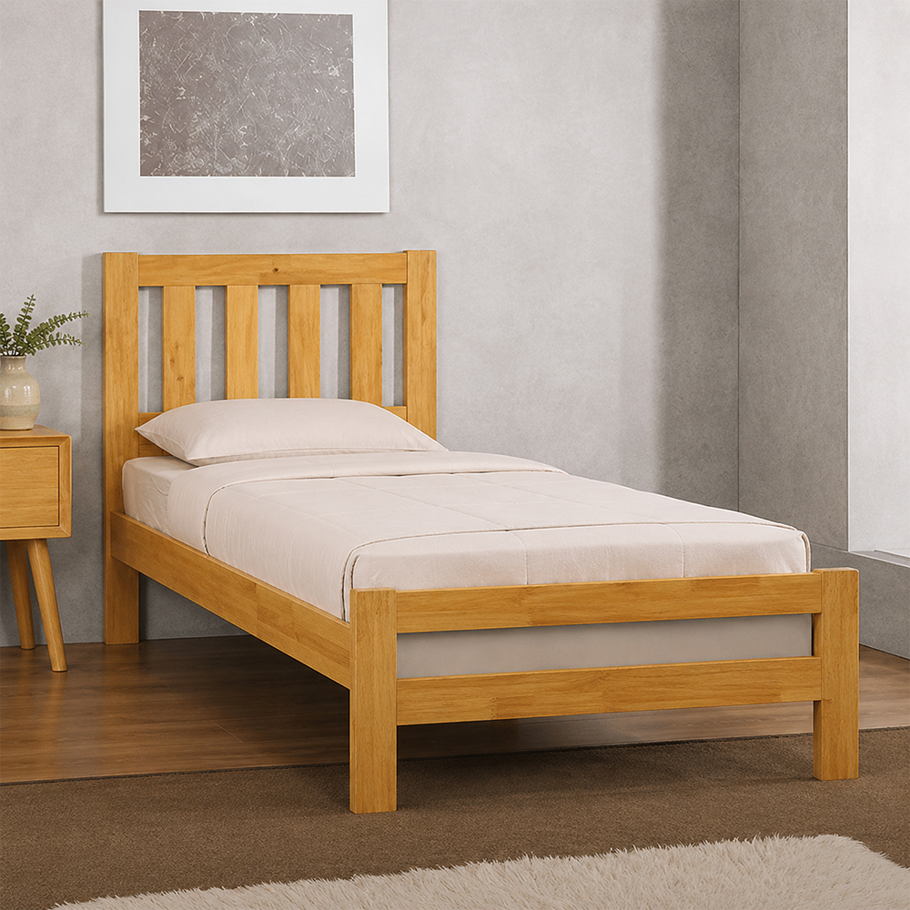 Kairos Solid Hardwood Single Bed In Natural Oak