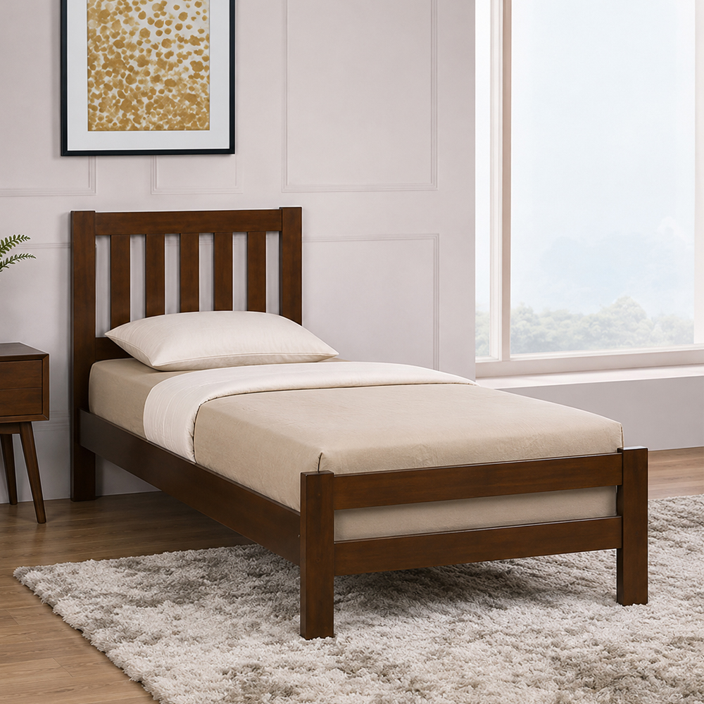 Kairos Solid Hardwood Single Bed In Rustic Oak