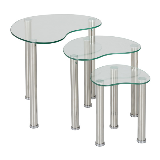 Cayenne Clear Glass Nest of 3 Tables With Chrome Legs_3