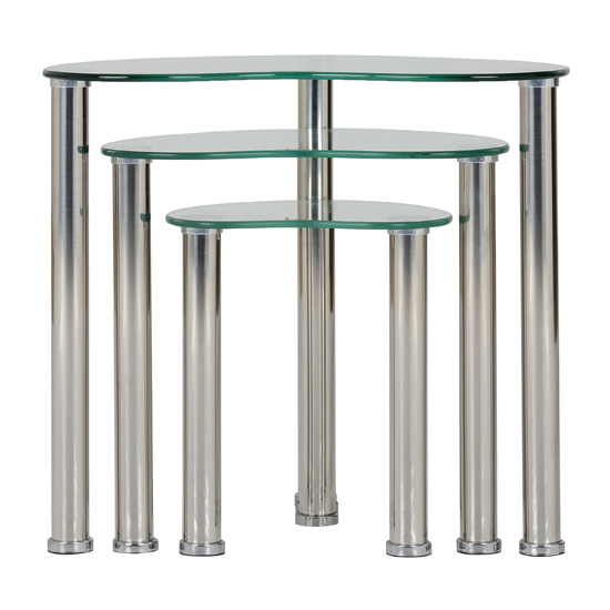 Cayenne Clear Glass Nest of 3 Tables With Chrome Legs_4