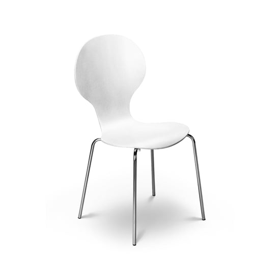 Keeler Wooden Bistro Chair In White With Chrome Legs 8908 Keeler Wooden Bistro Chair In White With Chrome Legs