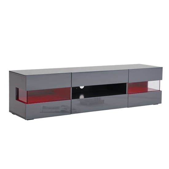 Kirsten Wooden TV Stand In Grey High Gloss With LED_10