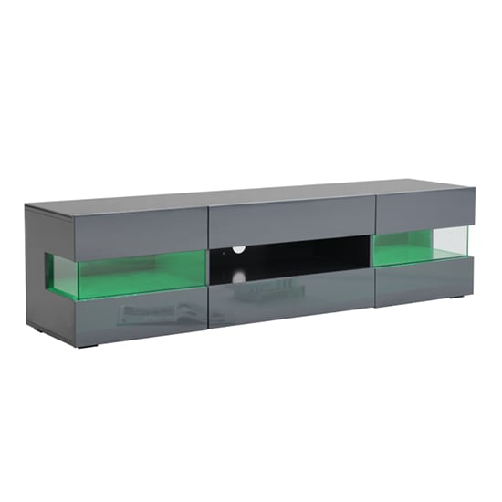 Kirsten Wooden TV Stand In Grey High Gloss With LED_11