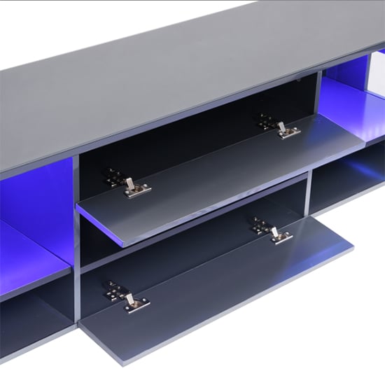 Kirsten High Gloss TV Stand In Grey With LED Lighting_3