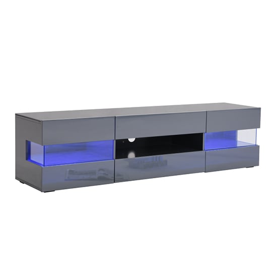 Kirsten Wooden TV Stand In Grey High Gloss With LED_6
