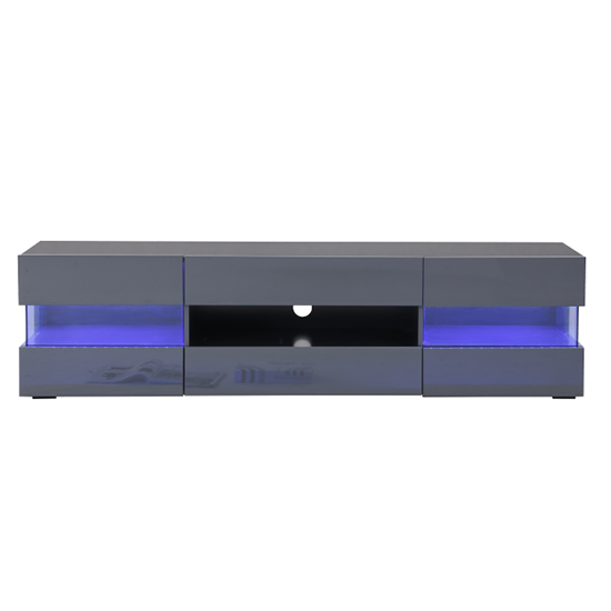 Kirsten Wooden TV Stand In Grey High Gloss With LED_7