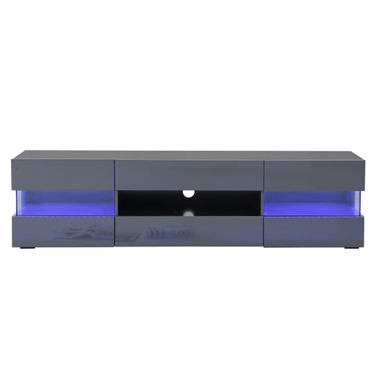 Kirsten High Gloss TV Stand In Grey With LED Lighting