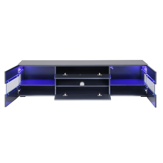 Kirsten Wooden TV Stand In Grey High Gloss With LED_9