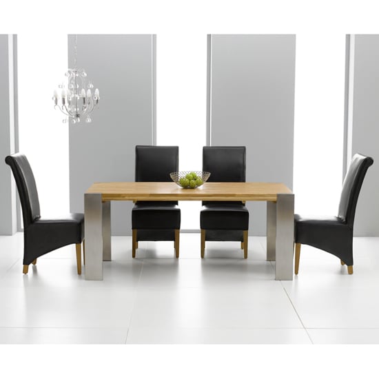 View Louis extending solid oak dining table and 8 barcelona chairs