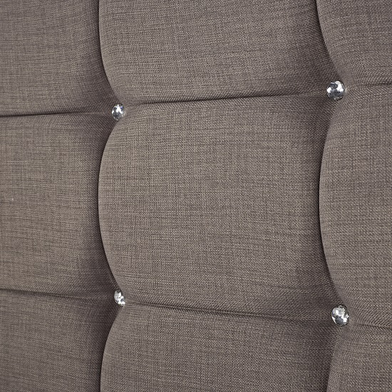 Lawrence Modern Bed In Slate Fabric With Wooden Feet_3
