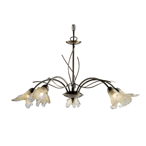 Lily Antique Brass 5 Lamp Ceiling Light