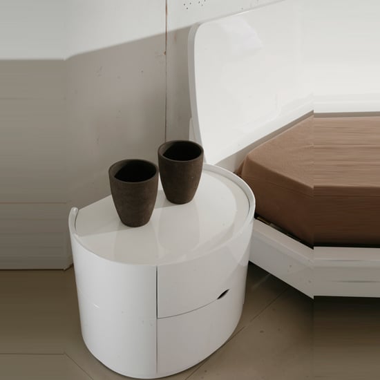 Product photograph of Laura Bedside Cabinet In White High Gloss With 2 Drawers from Furniture in Fashion