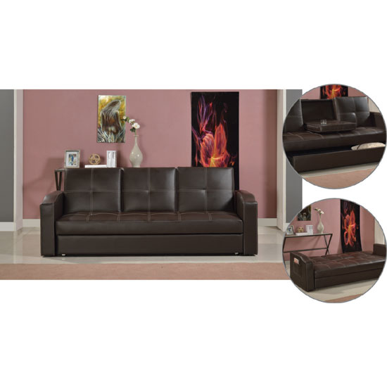 Easy Black Faux Leather Sofa Bed