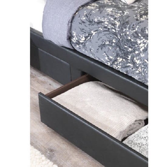 Lanolin Single Bed In Black Faux Leather With 2 Drawers_4