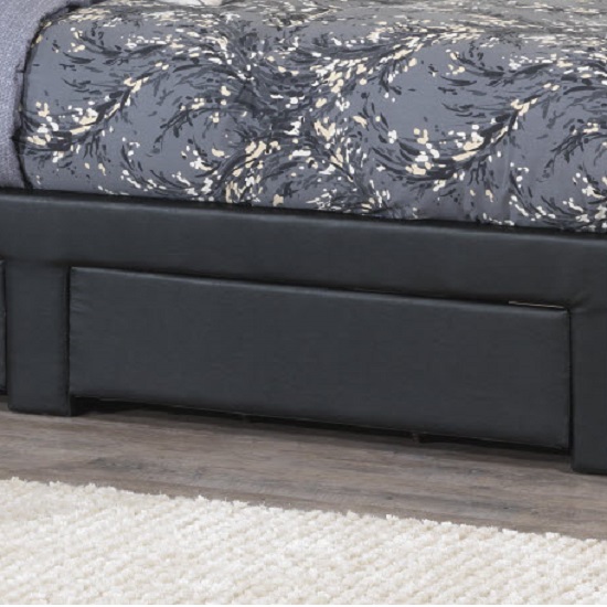Lanolin Single Bed In Black Faux Leather With 2 Drawers_5